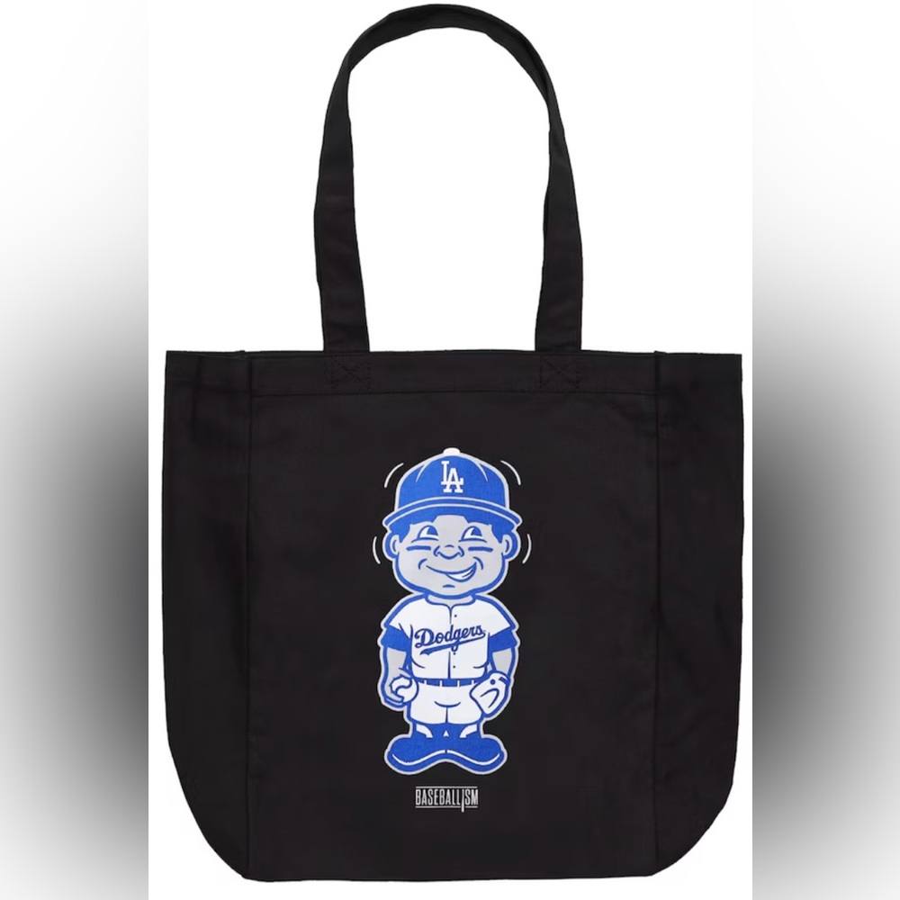 New Baseballism LA Dodgers Black Tote Bag with Blue Graphic